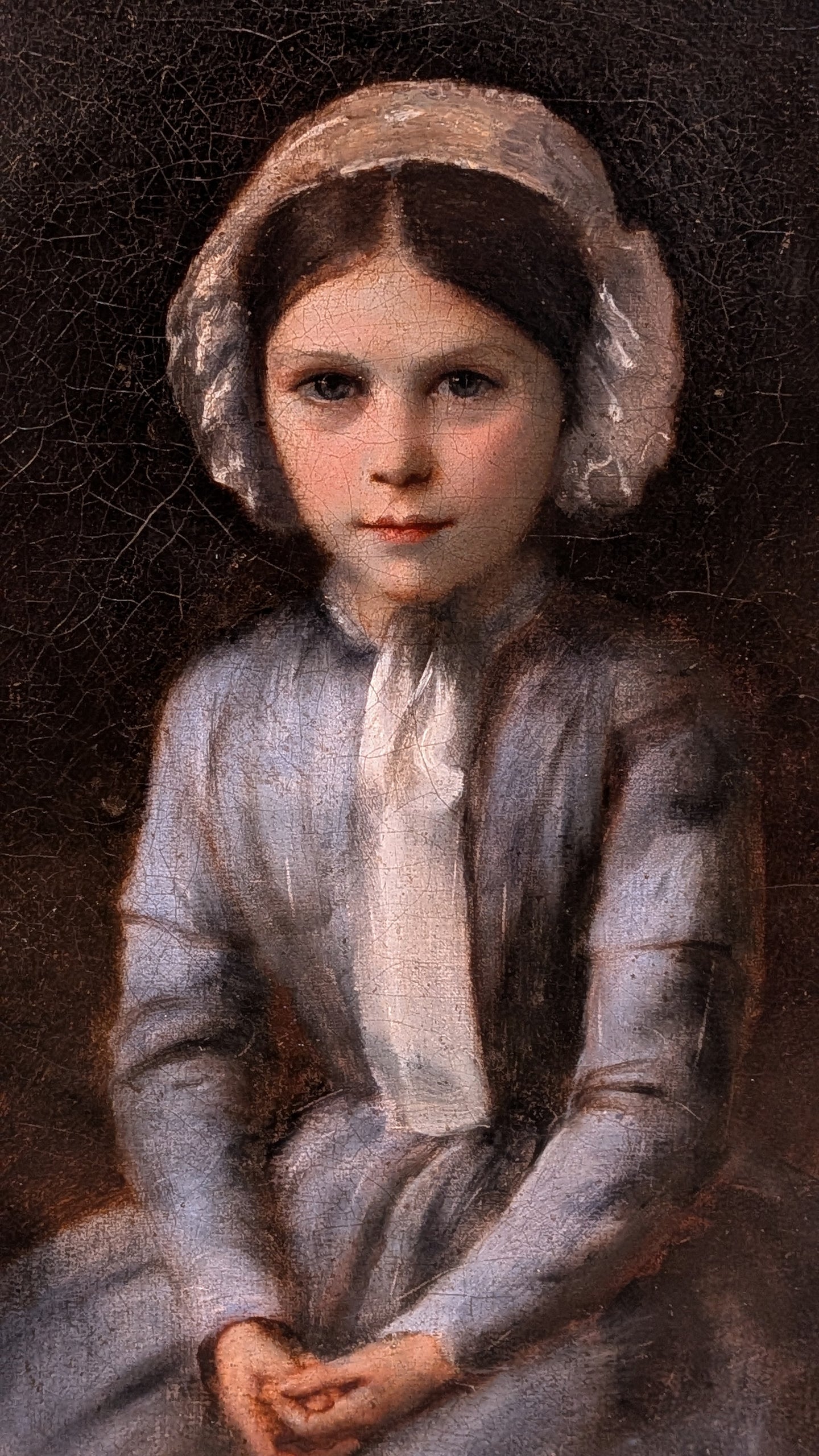 École française milieu XIXe portrait jeune fille