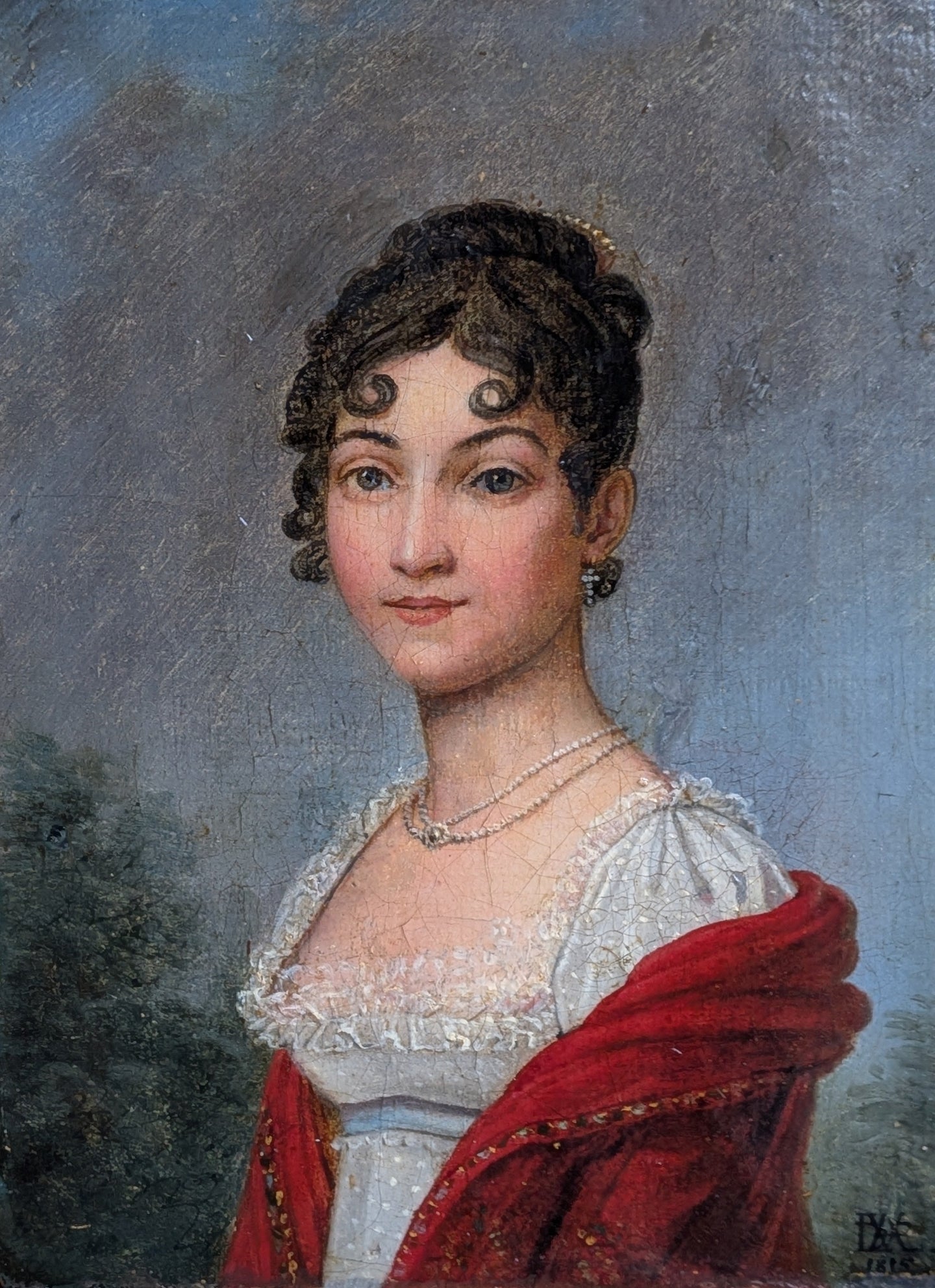 École française Portrait femme époque Empire 1815