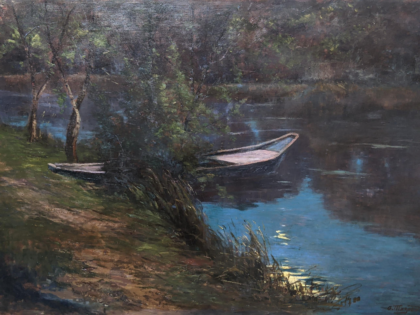 Alphonse MAZARD (1865-1939) rayon de lune sur un étang circa 1900