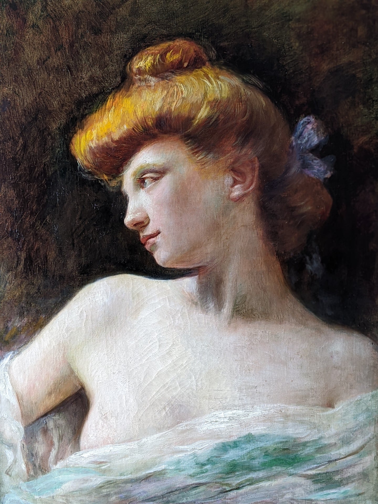 Judith BARRIOT (1880-1979) portrait femme au chignon vers 1900