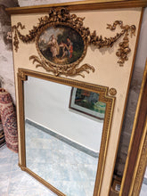 Charger l&#39;image dans la galerie, Trumeau XIXe en bois style Louis XVI avec personnages et décor de guirlandes
