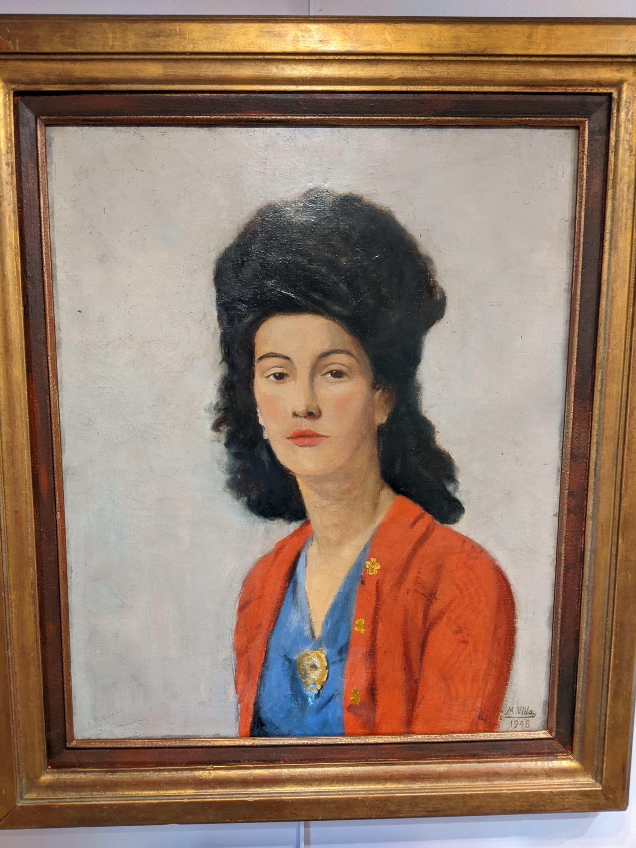 Boîte Céramique Movitex Ancienne – Portrait De Dame, Pieds Tripode, Fermoir Doré, XXème Siècle