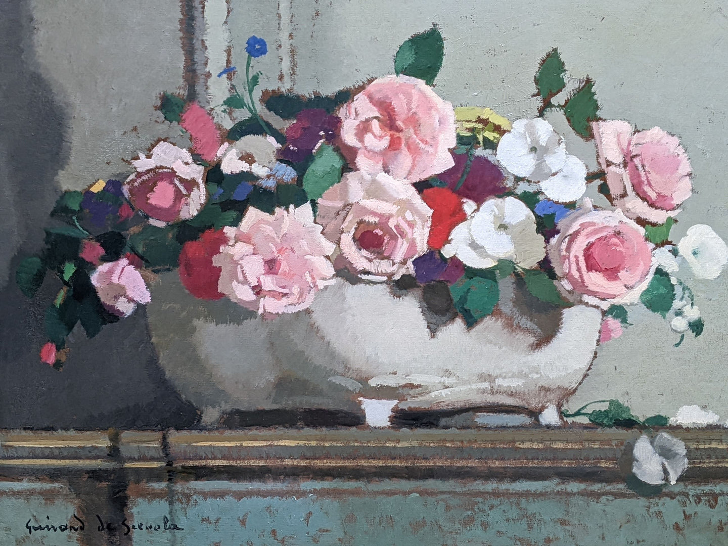 Lucien Victor Guirand De Scevola (1871-1950) Roses en bouquet vers 1940