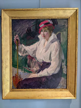 Charger l&#39;image dans la galerie, Claudio Castelucho y Diana (1870-1927) Élégante au chapeau rouge
