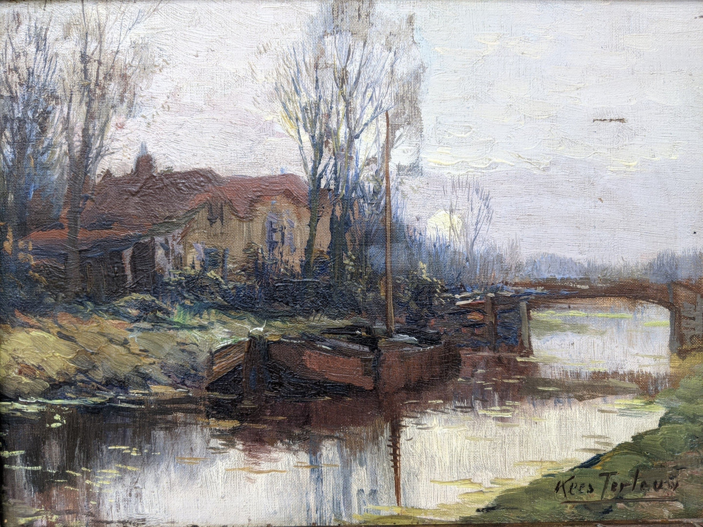 Kees TERLOUW (1890-1948) Péniche sur le canal circa 1930
