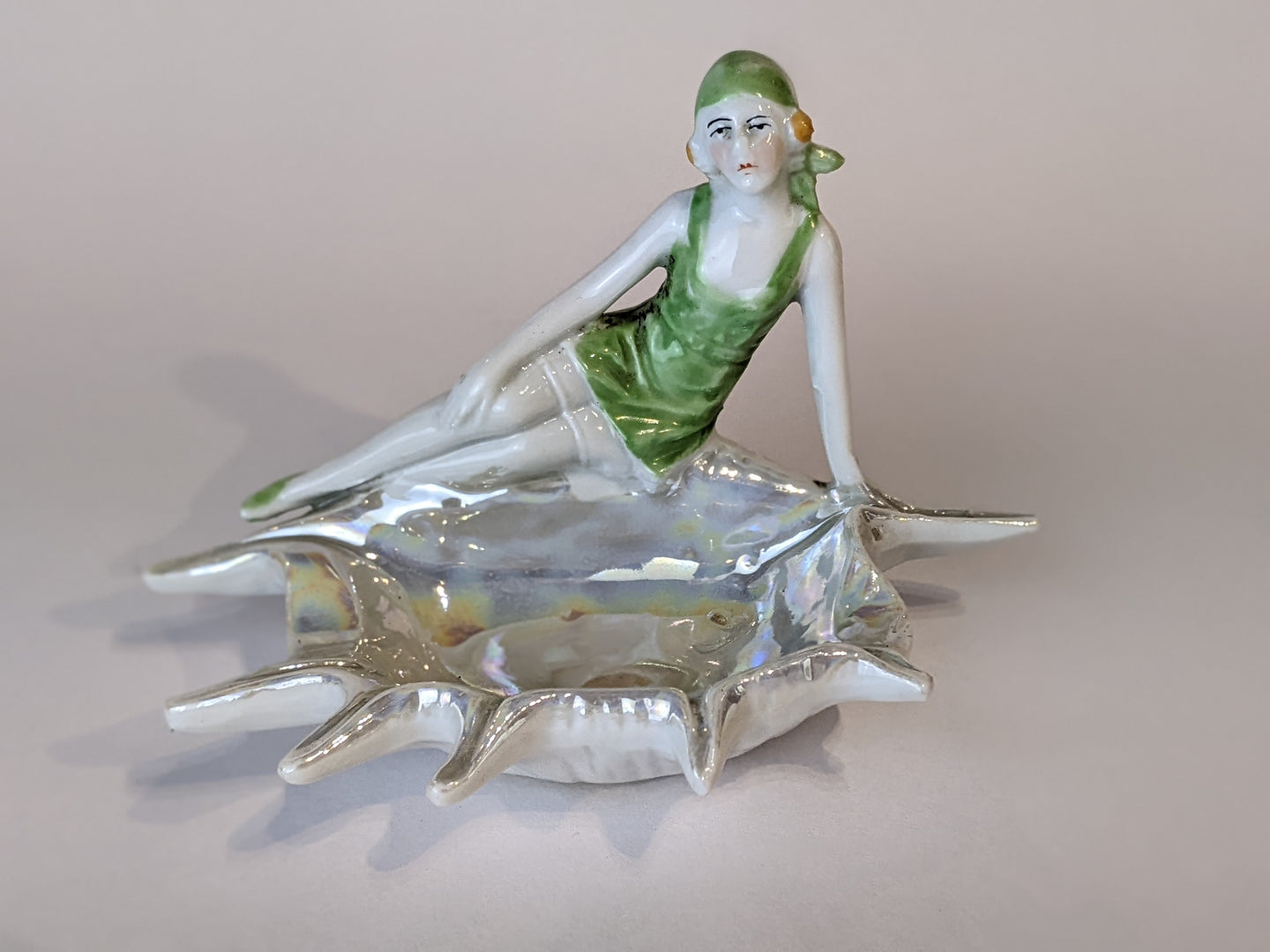 Figurine baigneuse porcelaine vide-poche vers 1920