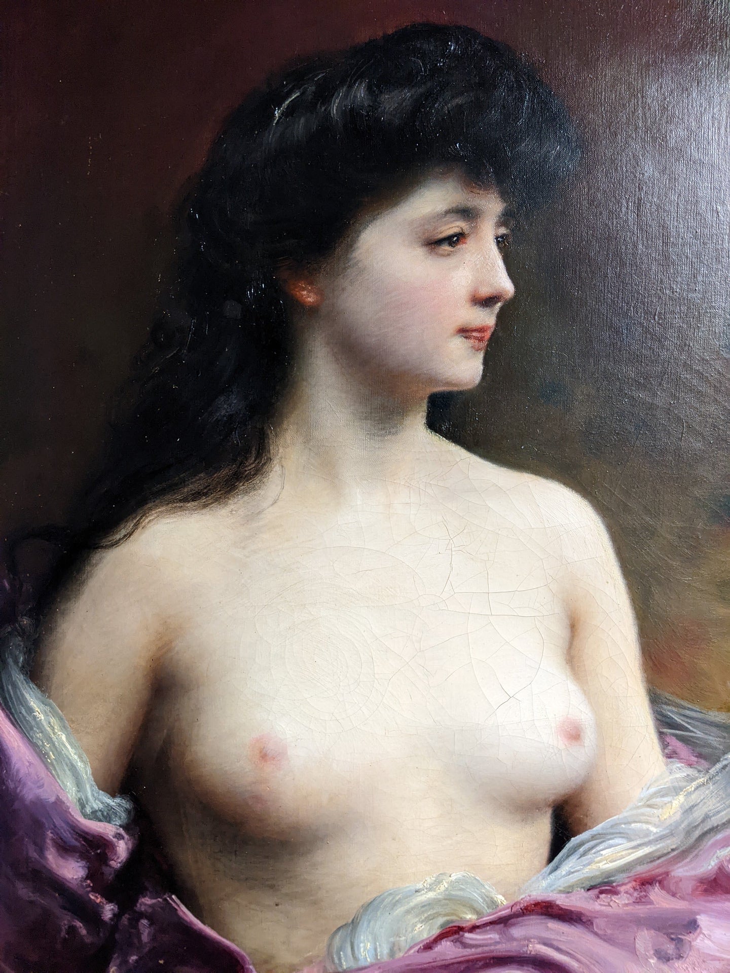 Joseph WENCKER (1848-1919) nu drapé mauve circa 1890