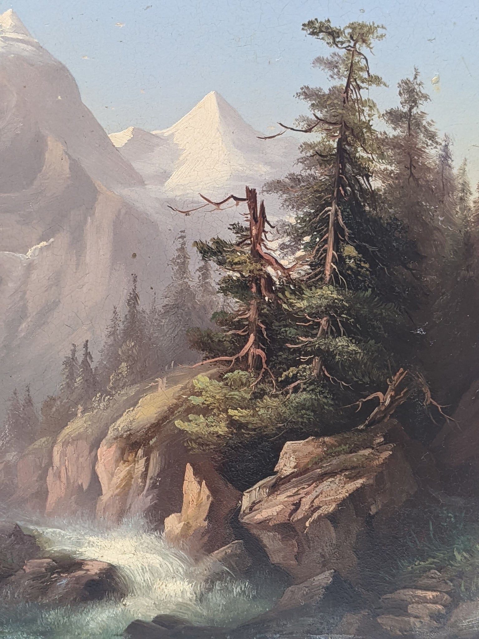 Grand tableau aquarelle signée: paysage de montagne - Décoration Grand tableau aquarelle signée: paysage de montagne - Décoration