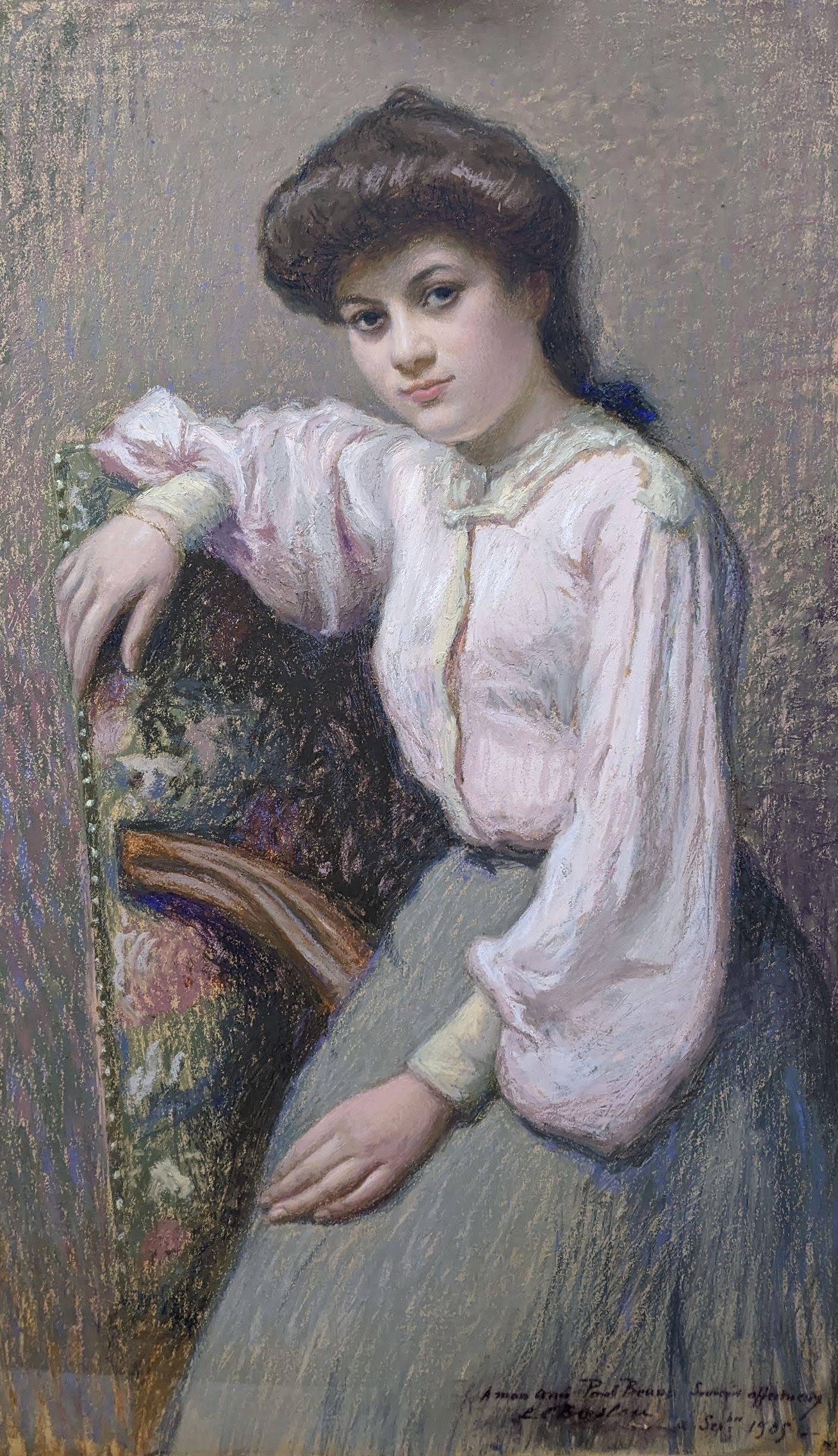 Marie Louise BRESLAU (1856-1927) portrait d’une jeune femme assise 1905