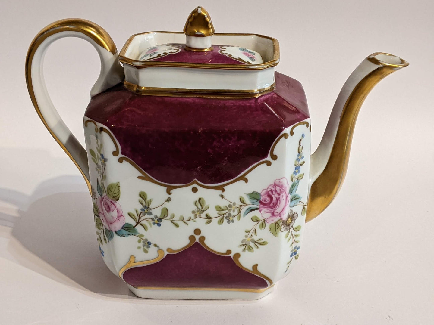 Théière XIXe porcelaine de Paris Louis Philippe monogramme J.P